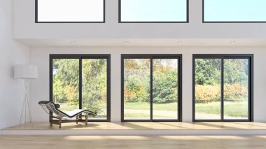 modern parlak iç mekan 3D resimleme