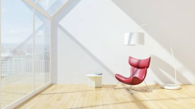 modern parlak iç mekan 3D resimleme