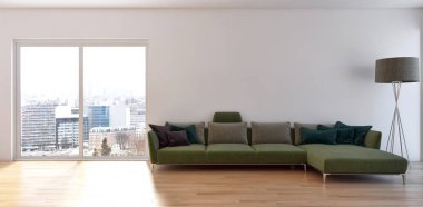 modern parlak iç mekan 3D resimleme