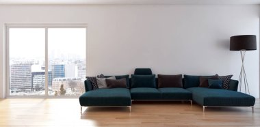 modern parlak iç mekan 3D resimleme