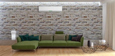 modern parlak iç mekan 3D resimleme