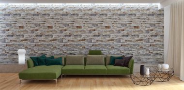 modern parlak iç mekan 3D resimleme