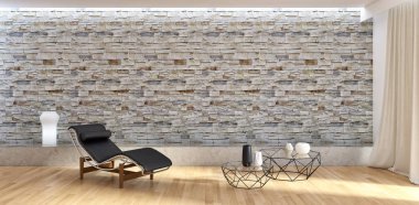 modern parlak iç mekan 3D resimleme