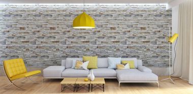 modern parlak iç mekan 3D resimleme