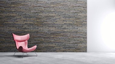 modern parlak iç mekan 3D resimleme