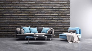 modern parlak iç mekan 3D resimleme