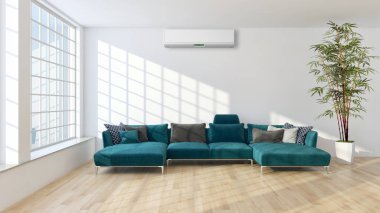 modern parlak iç mekan 3D resimleme