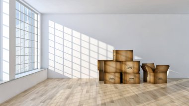 modern parlak iç mekan 3D resimleme