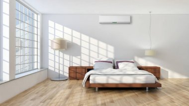 modern parlak iç mekan 3D resimleme