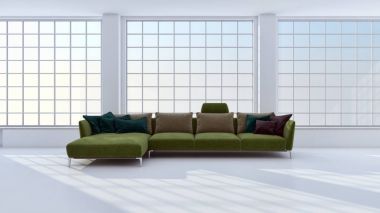 modern parlak iç mekan 3D resimleme