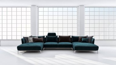 modern parlak iç mekan 3D resimleme