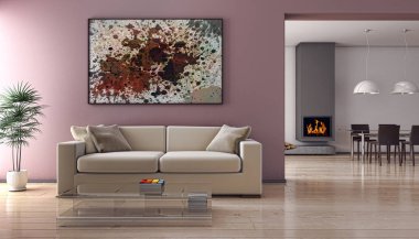 modern parlak iç mekan 3D resimleme