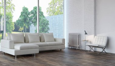 modern parlak iç mekan 3D resimleme