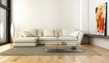 modern parlak iç mekan 3D resimleme