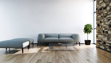 modern parlak iç mekan 3D resimleme