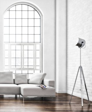 modern parlak iç mekan 3D resimleme