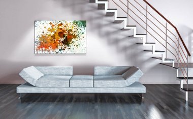 modern parlak iç mekan 3D resimleme