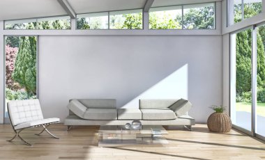 modern parlak iç mekan 3D resimleme