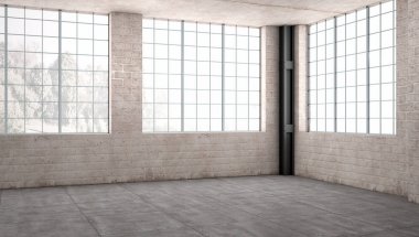 modern parlak iç mekan 3D resimleme