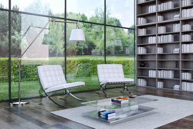 modern parlak iç mekan 3D resimleme