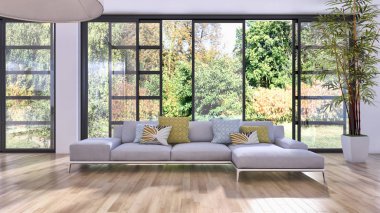 modern parlak iç mekan 3D resimleme