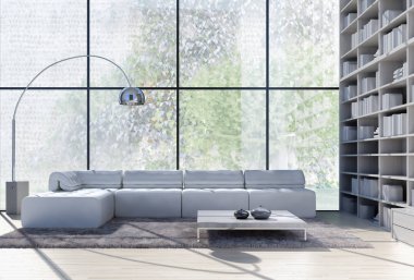 modern parlak iç mekan 3D resimleme