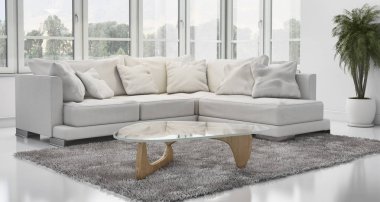 modern parlak iç mekan 3D resimleme