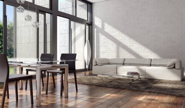 modern parlak iç mekan 3D resimleme