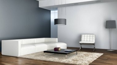 modern parlak iç mekan 3D resimleme