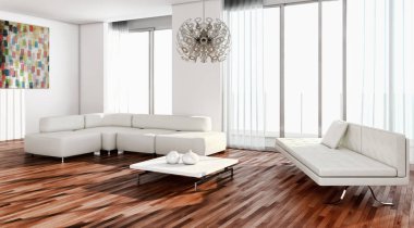modern parlak iç mekan 3D resimleme