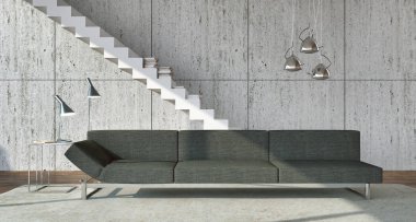 modern parlak iç mekan 3D resimleme