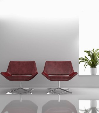 modern parlak iç mekan 3D resimleme