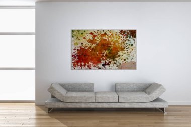 Modern parlak iç daire 3d render illüstrasyon