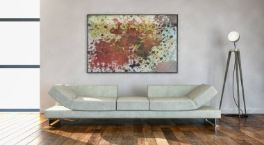 Modern parlak iç daire 3d render illüstrasyon