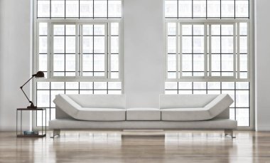 modern parlak iç mekan 3D resimleme