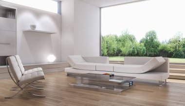 modern parlak iç mekan 3D resimleme