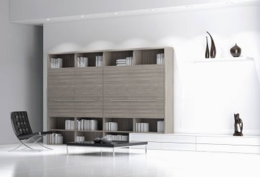 modern parlak iç mekan 3D resimleme