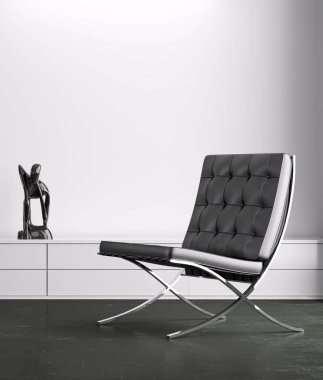 modern parlak iç mekan 3D resimleme