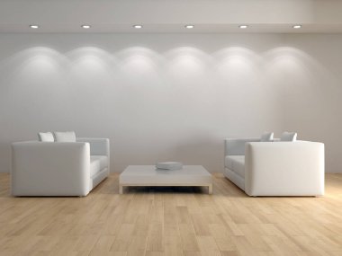 modern parlak iç mekan 3D resimleme