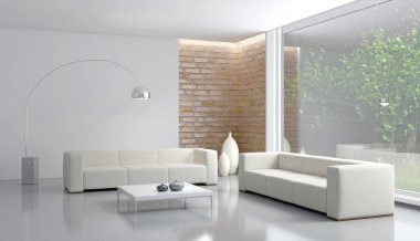 modern parlak iç mekan 3D resimleme