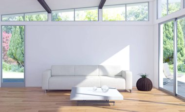 modern parlak iç mekan 3D resimleme