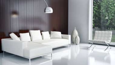 modern parlak iç mekan 3D resimleme