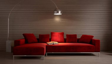 modern parlak iç mekan 3D resimleme
