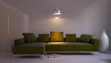 modern parlak iç mekan 3D resimleme