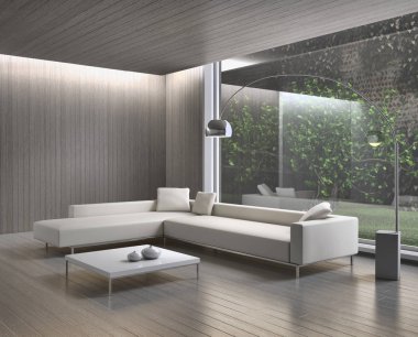 modern parlak iç mekan 3D resimleme