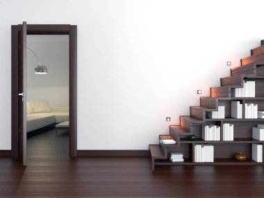 modern parlak iç mekan 3D resimleme