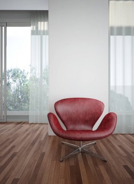 modern parlak iç mekan 3D resimleme