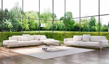 modern parlak iç mekan 3D resimleme