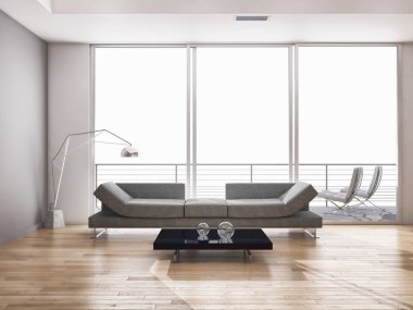 modern parlak iç mekan 3D resimleme