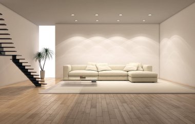 modern parlak iç mekan 3D resimleme